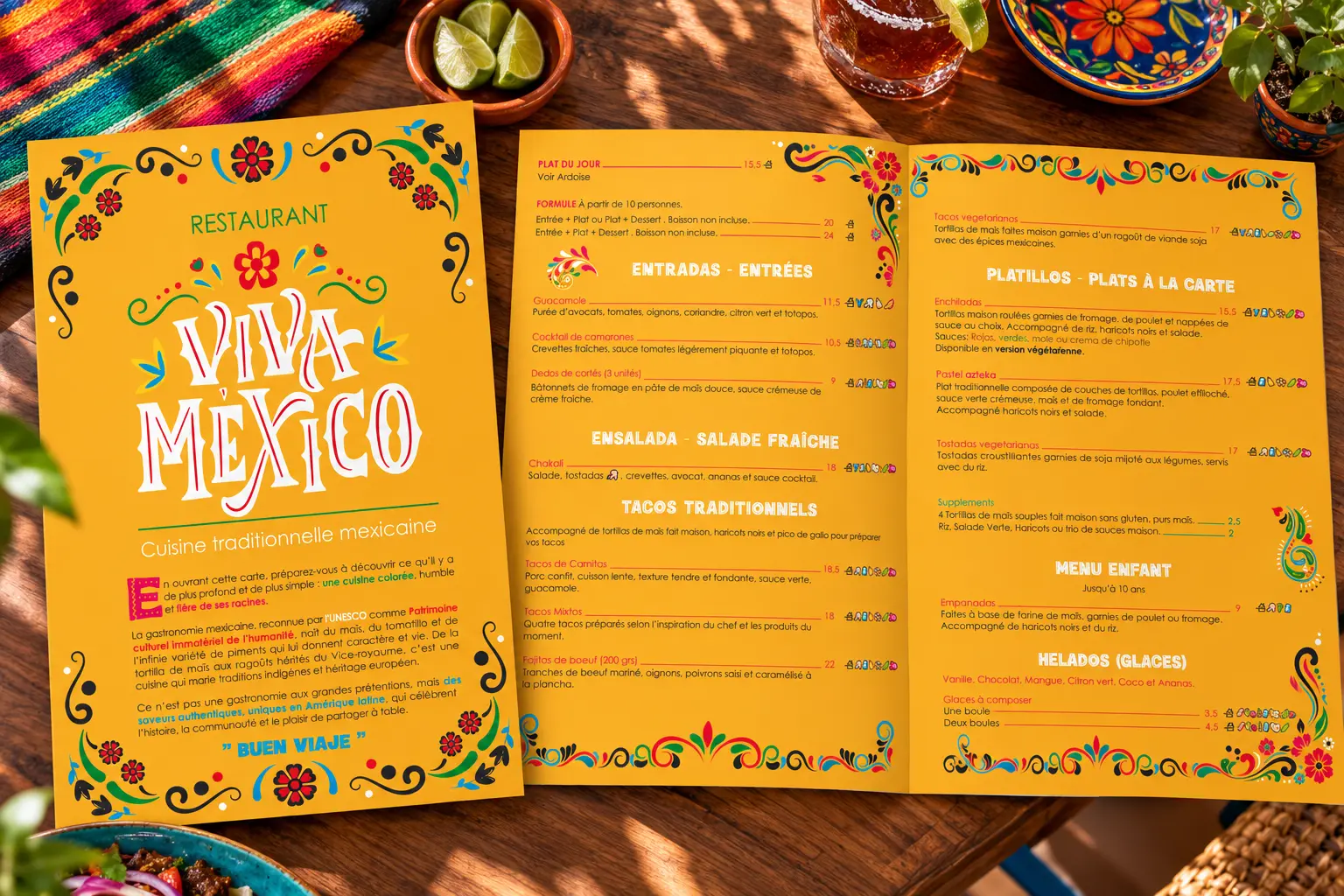 Carte du midi Viva Mexico sur fond jaune