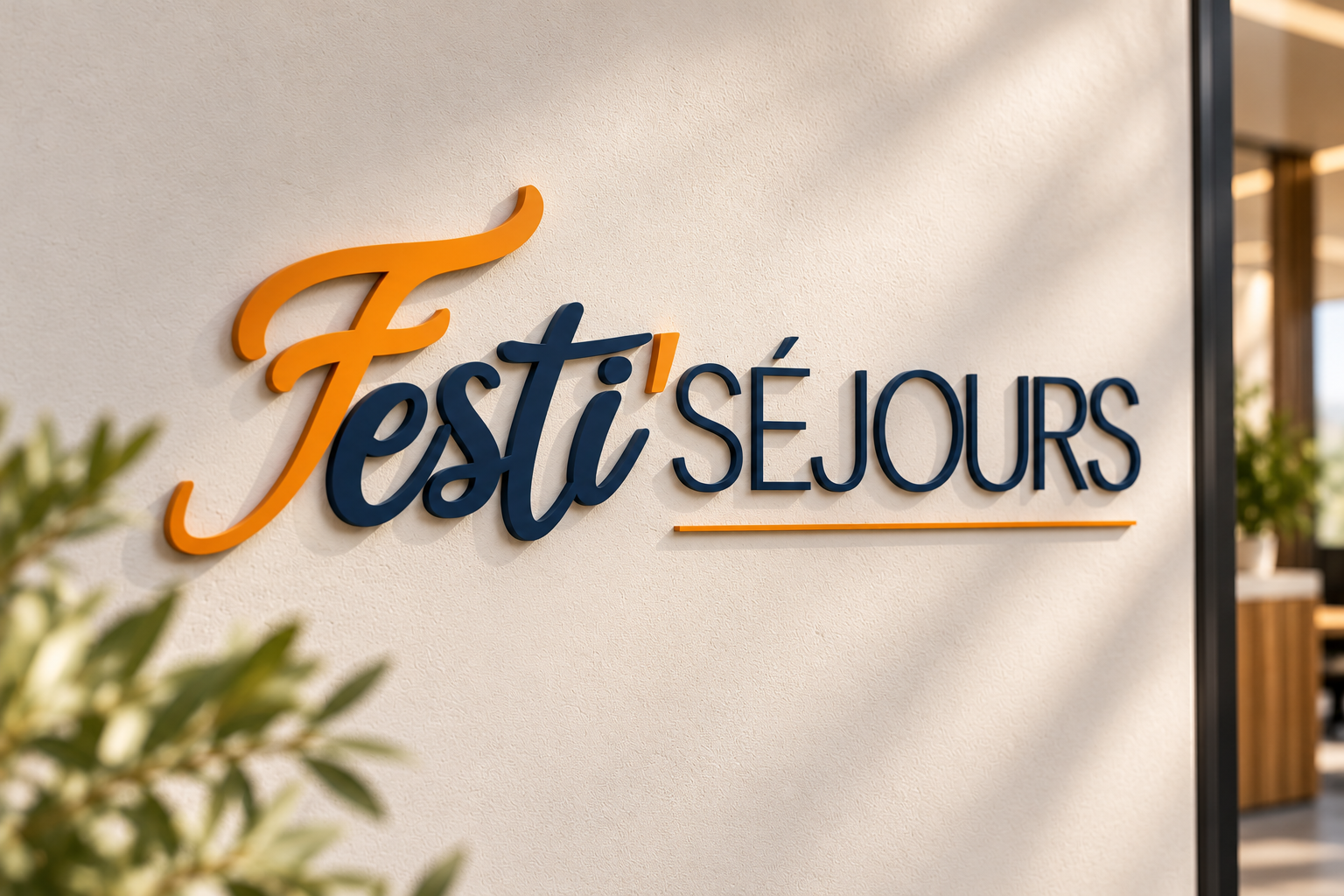 Logo Festi'Séjours en lettres découpées sur un mur